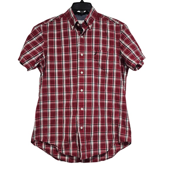 Nautica Mens Plaid Short Sleeve Button Up Casual Shirt Size S - Picture 1 of 7